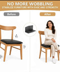 Before and after using Beefy Heavy Duty L Shaped Corner Brackets Kit With Screws 16 Pack for chair stability