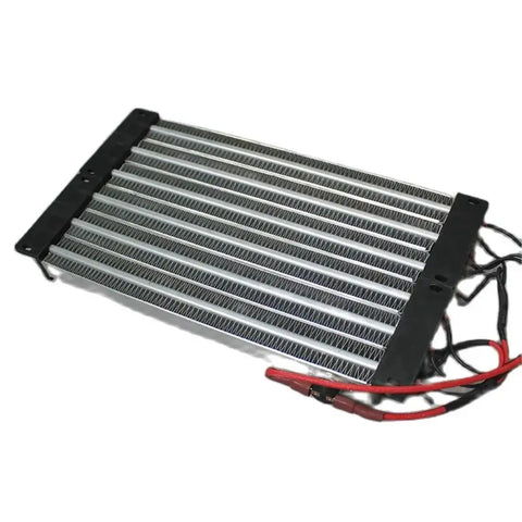 Heavy Duty PTC Ceramic Air Heater Blasts Out Kickin Heat For 4000W Rapid Whole Room Warming And Big Workshop Jobs With Insulated Surface Shield Safe Built Tough Design Fits 300 By 152 Millimeters, showing metallic heating element design.