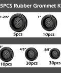 Ultimate 85 Piece Rubber Grommet Kit With Five Sizes For Cars Plumbing PC Builds And More For DIYers Double Sided Round Wire Gaskets