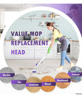 12 Pack Disposable Power Mop Refills For Swiffer Power Mop, Quick And Easy Floor Cleaning Pads, Compatible With Swiffer Power Mop Wood, Superior Absorbency For Hardwood And Tile, Mess Free Cleanup On The Go. Value mop replacement head for marble, tile, laminate, wood, hardwood, and cement floors