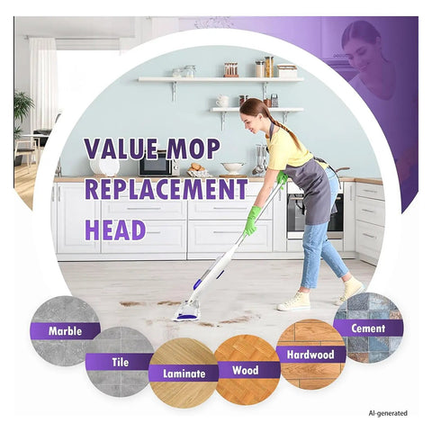 12 Pack Disposable Power Mop Refills For Swiffer Power Mop, Quick And Easy Floor Cleaning Pads, Compatible With Swiffer Power Mop Wood, Superior Absorbency For Hardwood And Tile, Mess Free Cleanup On The Go. Value mop replacement head for marble, tile, laminate, wood, hardwood, and cement floors