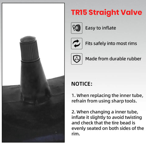 TR15 valve stem detail on Heavy Duty 6.00-16 Inner Tubes for Tractors, Trailers, Trucks and More, 600-16 Tire Replacement