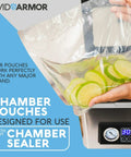 Beefy Heavy Duty Vacuum Sealer Bags 6x10 And 8x12 Inches, 280 Pack BPA Free Pouches holding sliced limes in chamber sealer.
