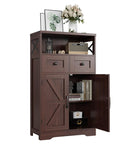 Sturdy Dark Brown Standing Go To Storage Cabinet With Drawers And Shelves For Kitchen Pantry And Home Bar Floor Hutch Cupboard