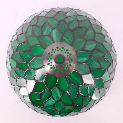 Top view of Tiffany Style Green Wisteria Stained Glass Lampshade Replacement 12x6 Inch Cap Included Upgrade Your Table Lamp Pendant Light