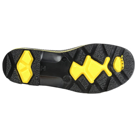 15 Inch PVC Chemical Resistant Steel Toe Work Boots For Men, Waterproof Seamless Design With Triple Density Technology, Foot Form Contour Cushion Insole For All Day Comfort, Arch And Heel Support, Removable And Washable, Gray Yellow Black