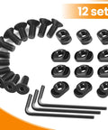 PUKESI 12-set T-nut and screw replacement kit for M-rails mounting; black screws and nuts with 3 Allen wrenches.