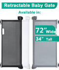 Retractable Baby Gate For Stairs Extra Wide Kid Safe Gate Extends To 72 Inches Wide And 34 Inches Tall Mesh Display
