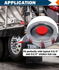 Application of 1-1/8 Inch Vented Hubcap Rubber Plugs For Trailer Wheel Covers Replacement Fits Stemco 359-5990 shown on truck
