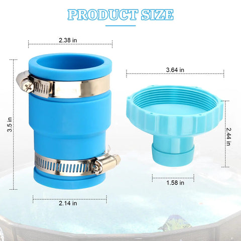 Pool Vacuum Hose Adapter Kit For 1.5 Inch Hoses With Plug And Play 1.25x1.5 Inch Rubber Connector And Stainless Steel Clamp Easy Disconnect