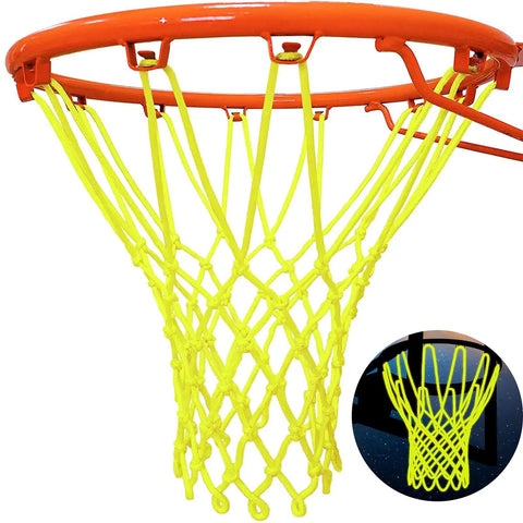 Glow Nightlight Basketball Net For Outdoor Courts Sun Powered Luminous Nylon Net Fits Standard 21 Inches Rims with 12 Loops