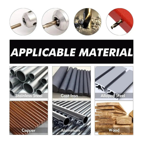 Ultimate 13Pcs Cobalt Drill Bit Set with M35 HSS Steel For Tough Jobs Including Stainless And Hardened Metal With 135 Degree Point To Stop Walking material chart for stainless steel, cast iron, alloyed steel, copper, aluminum, wood