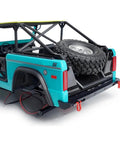 Rear view of 1:10 Bronco RC with metal bumper and spare tire, LED Light Strips Kit For 1:10 Bronco RC Crawler With Metal Rear Bumper And Lights Upgrade Fits SCX10 III AXI03014 Durable Aluminum Frame Bright LED Car Lamps For Night Races And Trail Runs Dope Look.