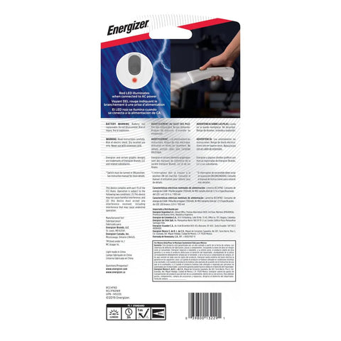 Back of packaging for Auto On LED Flashlights Rechargeable For Home Power Outages, Plug In Emergency Lighting For Power Failures