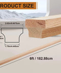 Solid Two Pack Six Foot Red Oak Handrails For Stairs With A Slick Double Layered Straight Build And Real Timber Look. Product dimensions shown.