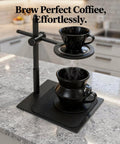 Top Shelf Adjustable Pour Over Coffee Stand For No Sweat Brewing Alloy Dripper Holder With Custom Height Adjustment Non Slip Base Plate on countertop.