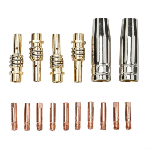 Premium 16-Piece TIG Welding Nozzle Kit for 15AK Torch With Pure Copper Tips And Holders Includes connectors and tips.
