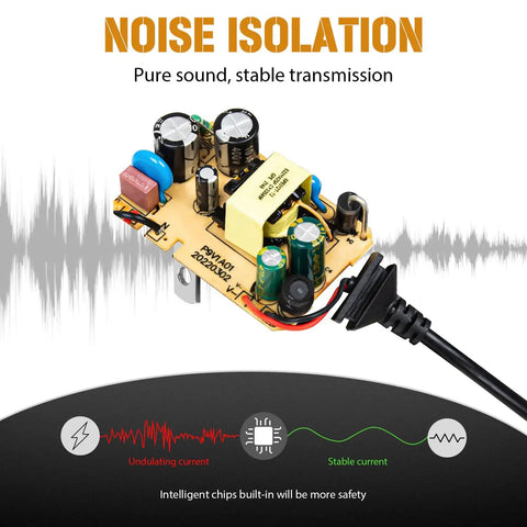 6 Way Daisy Chain Guitar Pedal Power Supply For Pedalboard 9V DC 1A Output With Noise Isolation showing internal circuit design