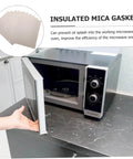 Open microwave with 10 Pack Mica Insulation Sheets 150x120mm Microwave Mica Plates, showing waveguide replacement use.