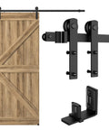 79.2 Inch Sliding Barn Door Hardware Kit with Adjustable U Shape Floor Guide, Wall Mount Rail, Heavy Duty Aluminum Rail