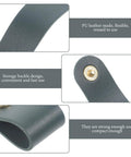 Close-up of a dark green PU leather cable organizer strap, part of Premium Leather Cable Organizer Straps Game Changer.