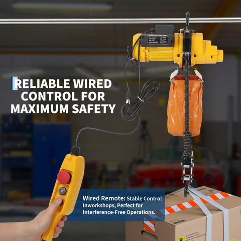 2200 Lb Electric Chain Hoist With 120V Single Phase Overhead Crane G100 Chain 10 Ft Lifting Height for garage workshop use