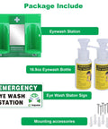 Grab And Go Portable Eye Wash Station Kit OSHA Approved Emergency Eye Wash Bottles Wall Mounted 16 Ounce 2 Pack