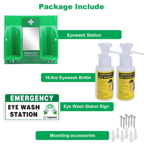 Grab And Go Portable Eye Wash Station Kit OSHA Approved Emergency Eye Wash Bottles Wall Mounted 16 Ounce 2 Pack