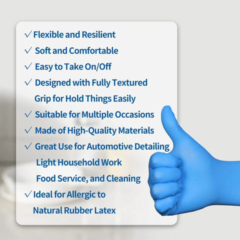 Blue Nitrile Disposable Gloves Large Size No Latex No Powder Safe Working Gloves For Home And Work Chemical Resistant