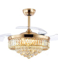 Crystal Chandelier Ceiling Fan With Retractable Blades, Remote Control, Dimmable Lights, Memory Function, Dope Fandelier, 42 Inch