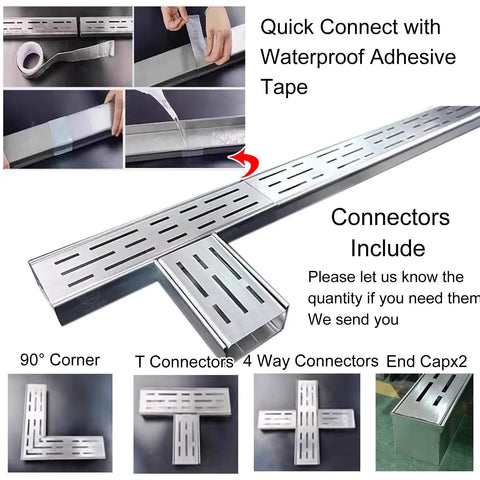 Heavy Duty Trench Drain Kit Up To 1 Ton Load Capacity For Driveways Courtyards Lawns And Patios With Durable Stainless Steel Grate