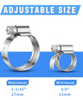 12 Pack Heavy Duty Stainless Steel Hose Clamps 304 Adjustable Worm Gear Drive Five Eighths Inch To One And One Sixteenth Inch Range 12mm Band Width