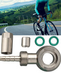 Heavy Duty Metal Hydraulic Hose Fitting For Mountain Bike Disc Brake Systems MT4 MT5 MT6 MT7 MT8 on scenic cycling backdrop