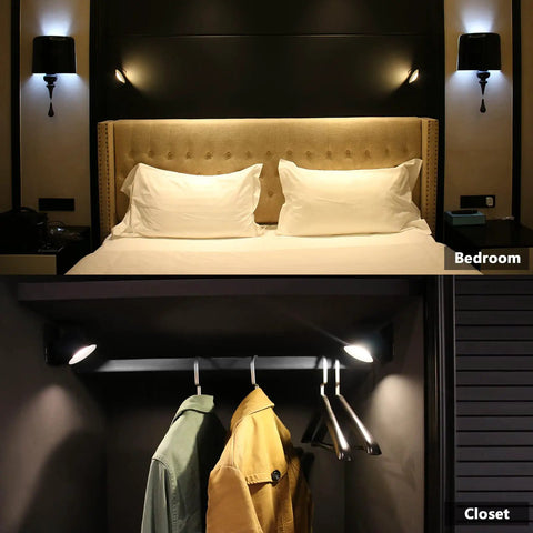 Cordless Led Wall Lamp For Bedroom With Touch Control Battery Operated Night Light illuminating bedroom and closet
