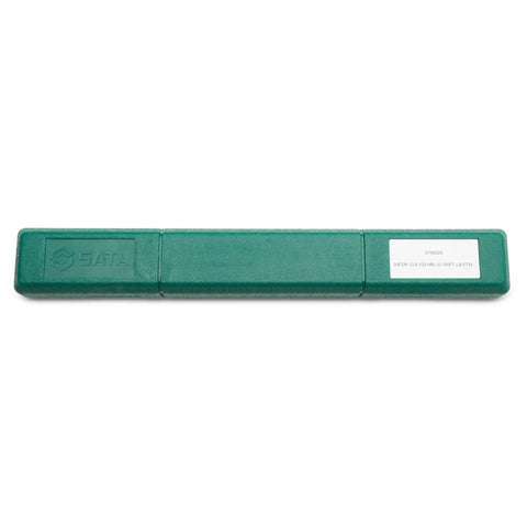 Green storage case for Three-Eighths Inch Drive Electric Torque Wrench, showcasing compact design and branding details