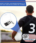Football Backplate Screws 4 Pack Heavy Duty With Truss Head Chicago Screws Slotted Fasteners shown next to rugby player
