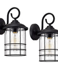 Two Pack Outdoor Wall Lanterns Built To Last With Matte Black Finish Anti Rust Exterior Sconces Clear Seedy Glass Waterproof For House Front Porch Garage Entryway Weather Resistant Exterior Wall Light Fixtures
