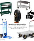 Badass Heavy Duty 10 Inch Pneumatic Rubber Caster Wheels With Double Ball Bearings, Silent Swivel Casters For Carts Workbenches And Dollies, Smooth Rolling Floor Saving Set Of 4 on various carts and trolleys.