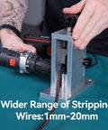 Beefy Drill Powered Wire Stripper For Recyclers, AWG 000 To 40 Range, in use with hand crank and drill drive option.