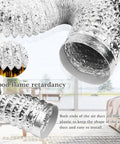 4 Inch 5ft Flexible Dryer Vent Hose Kit with Aluminum Insulated Ducting, shown with flame retardancy feature