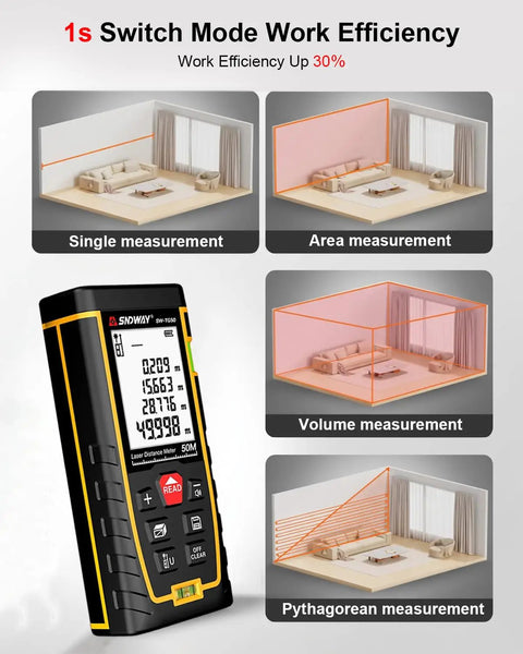 Pro Grade Laser Distance Meter Featuring Integrated Dual Bubble Levels And Rock Solid Plus Minus One Sixteenth Inch Accuracy For Tradesmen And Hobbyists Seeking No Sweat Measurements And True Blue Reliability For Renovation Work And Precision Layout Tasks