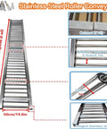 No Sweat Rolling Conveyor Table For Warehouse Unloading And Truck Trailer Loading Light Duty Stainless Steel Manual Slide System Smooth Cargo Moving Platform 20x13 Feet with 50cm width and 26mm rollers.