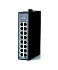Unmanaged 16 Port Industrial Ethernet Switch For Rugged Applications, 10 100 Mbps Auto MDI MDI X, front view with ports visible