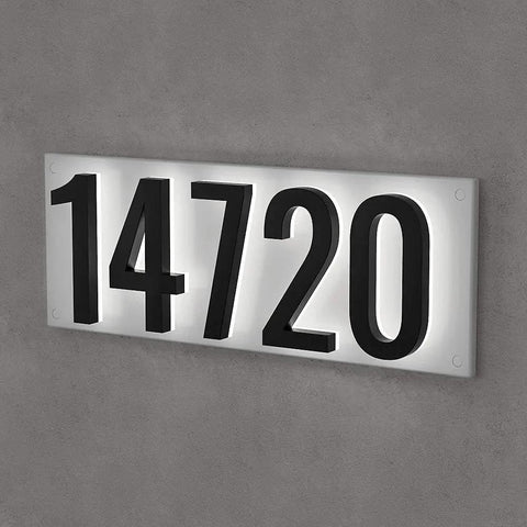 5 Inch Lighted Address Number Mounting Plate In Brushed Nickel, Durable Stainless Steel Back Plate For Five Numbers, wall display