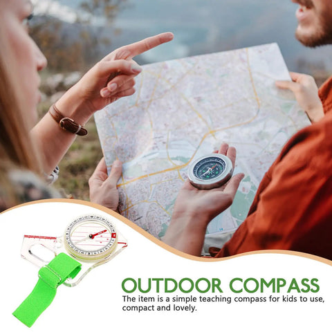 Using Directional Thumb Orienteering Compass Handheld Outdoor Navigation Tool For Hiking And Camping With Fast Needle Reset.