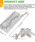 Top view of 3387747 Dryer Heating Element Replacement for Kenmore Whirlpool KitchenAid and Maytag Dryers, with dimensions labeled.