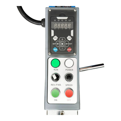 Control panel for Heavy Duty 25.7 Inch Planetary Concrete Grinder with variable speed, power, and direction controls.