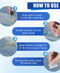 Windshield Crack Repair Kit For Cars, Universal Car Windshield Repair Tool Set That Fixes Small Cracks Fast instruction steps