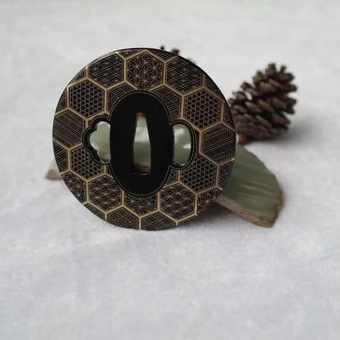 Iron Carved Tsuba Koshirae For Samurai Sword TDH 010 2.95 Inch Guard With 75mm By 75mm Opening Inner 26mm Wide Inside 8mm