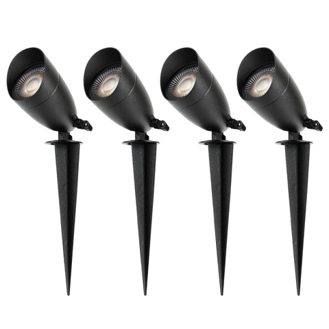 4 Pack 12V Low Voltage Landscape Lighting Kit, Die-Cast Aluminum Spotlight Path Lights, IP65 Waterproof, 5W 550LM, Warm White